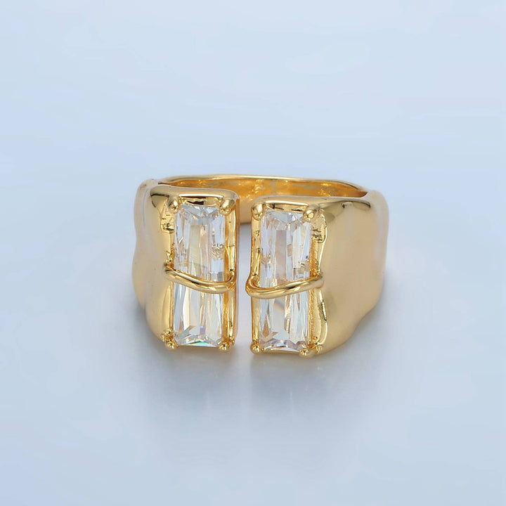 Double Baguette CZ Wrap Ring