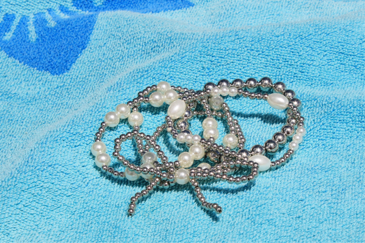 Seaside Elegance Pearl Knot Stack (Silver)