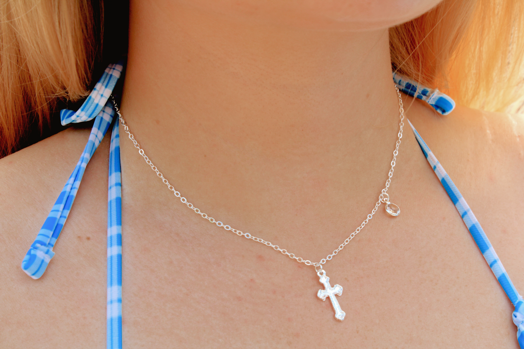 Coastal Cross Diamond Necklace (Silver)