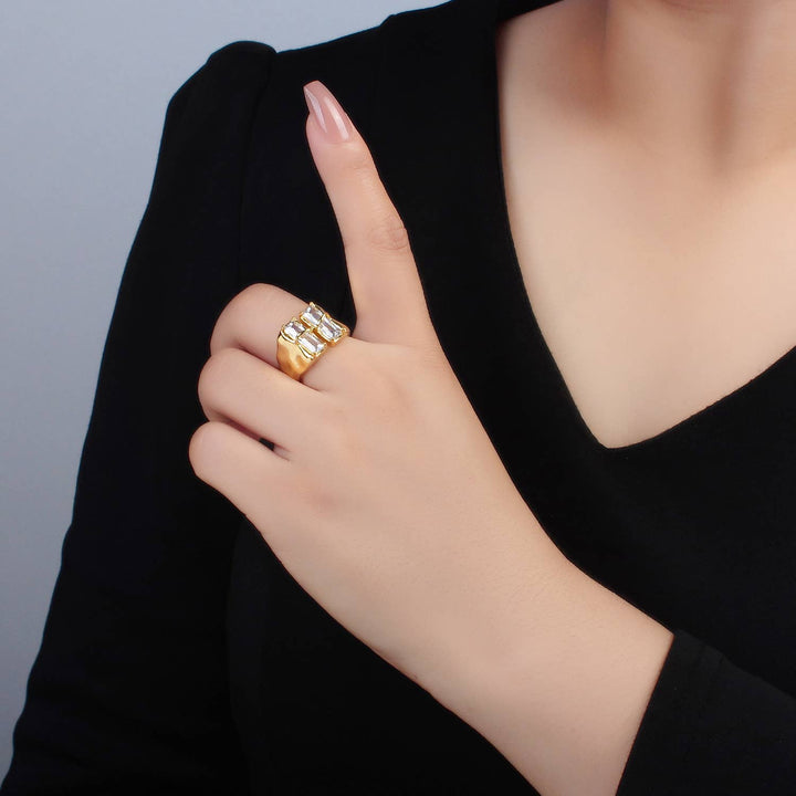 Double Baguette CZ Wrap Ring