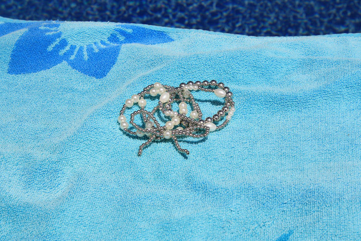 Seaside Elegance Pearl Knot Stack (Silver)