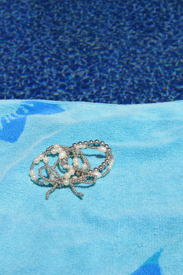 Seaside Elegance Pearl Knot Stack (Silver)