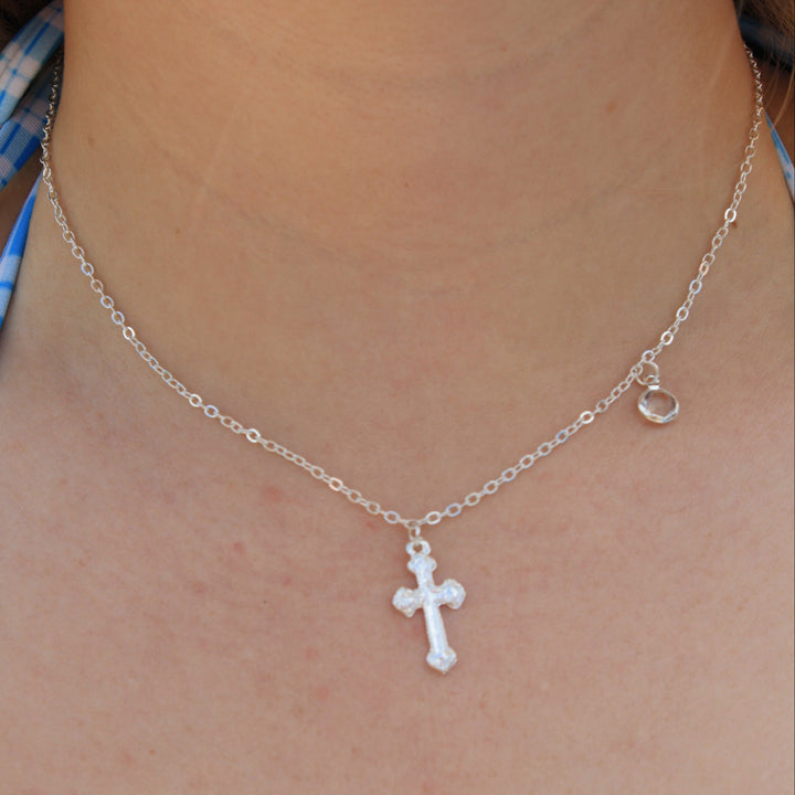 Coastal Cross Diamond Necklace (Silver)