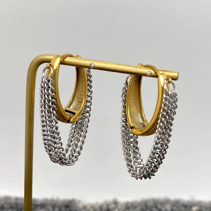 Chain Fringe Huggie Earrings