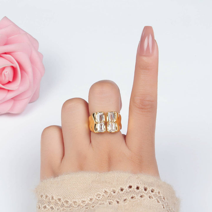 Double Baguette CZ Wrap Ring